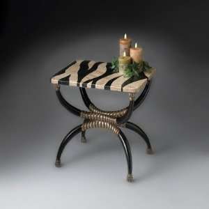   Resin Base with Zebra Pattern Oval Accent Table: Furniture & Decor