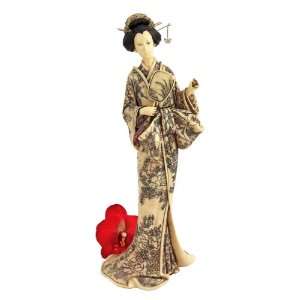 14.5 Antique Replica Japanese Collectible Faux Ivory Netsuke Okimono 