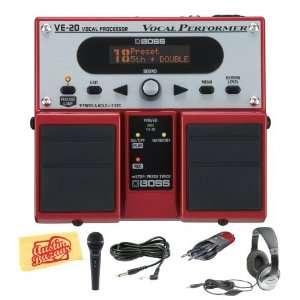  Boss VE 20 Vocal Performer Multi Effects Pedal Bundle with 