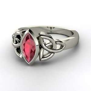  Caitlin Ring, Sterling Silver Ring with Ruby: Jewelry
