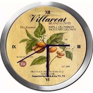 VILLAREAL 14 Inch Coffee Metal Clock Quartz Movement 