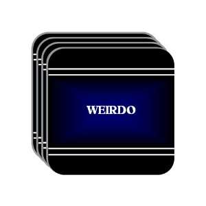 Personal Name Gift   WEIRDO Set of 4 Mini Mousepad Coasters (black 
