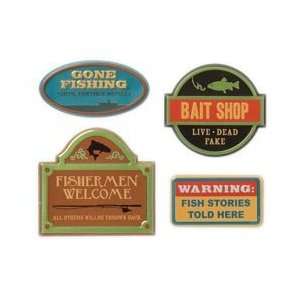  Karen Foster Adhesive Back Vintage Signs 4/Pkg Fishing 