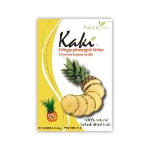 Kaki Crispy Pineapple Thins, 100% Natural Baked dried, Case 6 Units 