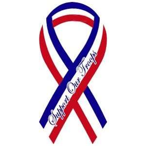 Support Our Troops Ribbon Mini Car Magnet in Red, White 
