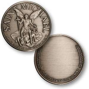  Saint Michael   Engravable Nickel Antique 