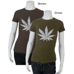 Womens GREY Marijuana Leaf Shirt Medium   Created Using 