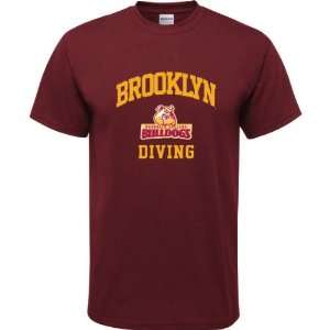  Brooklyn College Bulldogs Maroon Youth Diving Arch T Shirt 