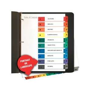  Table Of Contents Dividers, Tabs Indexed 1 10, Multicolor 