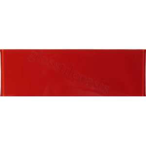   sold by the box 4 x 12 Red Crystile Random Glossy Glass Tile   13100