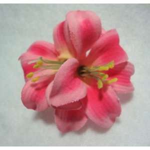  Small Light Pink Double Lily Hair Flower Clip: Beauty