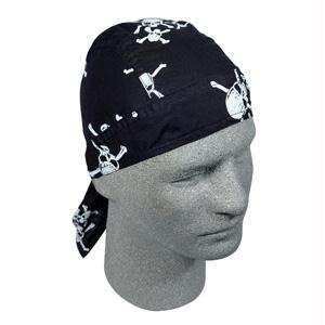  Headwrap, 100% Cotton, Skull/Cross, White: Sports 