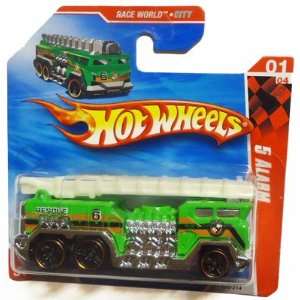 2010 Hot Wheels [Green] 5 ALARM Firetruck #179/214, Race World City #1 