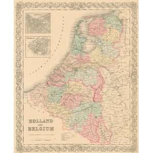  Colton 1855 Antique Map of Holland & Belgium Office 
