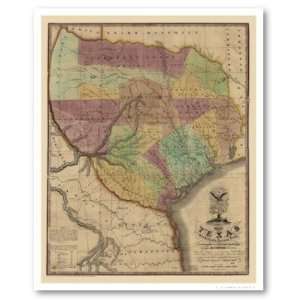  Texas Map By Stephen Austin 1837 Print: Home & Kitchen