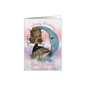  Best Friend Birthday Card With Moonies Cute Fairy and Frog 