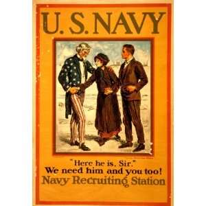  1914 U.S. Navy   Here he is, sir We need him & you too 