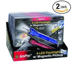  Ampro T19714 6 LED Flashlight with Magnetic Pickup, Blue 