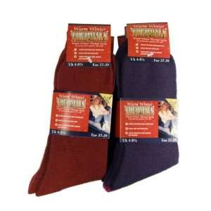  6 Pair Womens Thermal Socks Assorted Colours Size 4 6 