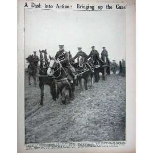  1915 WW1 Soldiers Horses Heavy Gun Weapons Field