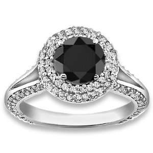 1.30 ctw 14k WG AAA Solitaire Black Diamond with White 