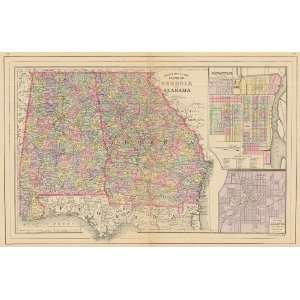  Wanamaker 1895 Antique Map of Georgia & Alabama