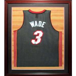 Dwyane Wade Autographed Miami Heat (Black #3) Deluxe Framed Jersey 