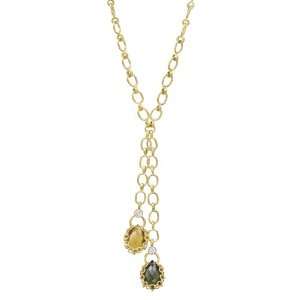  Anthony Nak Double Gemstone Drop Pendant Necklace: Jewelry