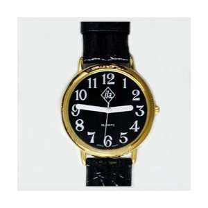  Unisex Gold Tone Low Vision Watch w/ Black Face & White 