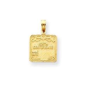  Birth Certificate Pendant in 14k Yellow Gold: Jewelry
