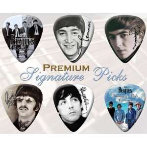  6 x Beatles Signature Double Sided Guitar Picks Medium 