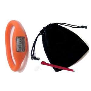 ORANGE   Neg Ion Wave Silicone Sports Watch (FREE POUCH & TOOL) with 