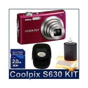 Nikon Coolpix S630 Digital Camera (Red), 12.0 Megapixels, 7x Optical 