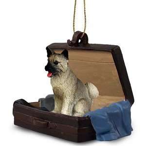  Gray Akita Traveling Companion Dog Ornament: Home 