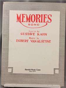 Vintage Sheet Music Memories Gustave Kahn Van Alstyne  