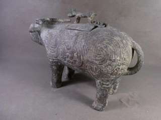 Fine Chinese Bronze Vessel*OX Zun* Beast  