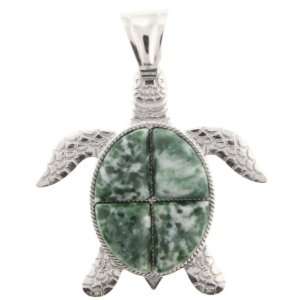  Pendants   Green Spot Agate Turtle   48mm Height, 42mm 