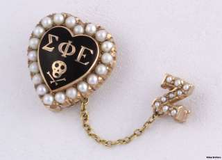   Epsilon Fraternity Pin / Badge   Seed Pearls, Skull & Crossbones  Zeta