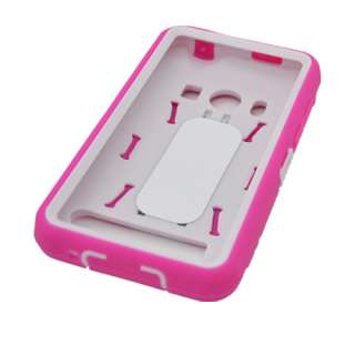 For HTC EVO 4G/Supersonic Hybrid Hard/Rubber Case White/HOT PINK With 