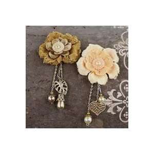  Allegra Fabric Flowers With Pearls/charms 1.5 2pk biscuit 
