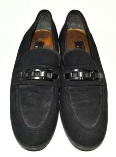 Stuart Weitzman Black Gauze Stretch Buckle Oxford Shoes 9.5  