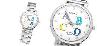 Silvery Wristwatch alphabet and Rhinestone Dial for Men  