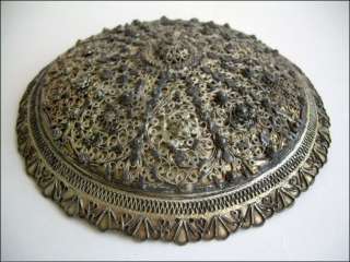 19th century Ottoman / Turkish niello & filigree silver tepelic 