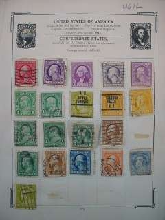Overprint UNITED STATES Confederate STAMPS Page from Old Collection 