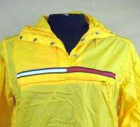   Hilfiger Mens Rain Coat Jacket With Hood Medium Yellow Mid Zipper Crew