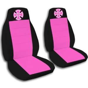  Black and Hot Pink Iron Cross seat covers. 40/20/40 seats 