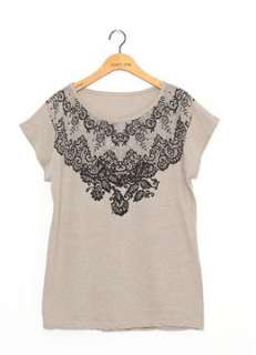 NEW Womens Top Summer Oriental Style T shirt Beige 4  