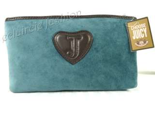 JUICY COUTURE Class President Blue Brown Velour Cosmetics Case Bag 
