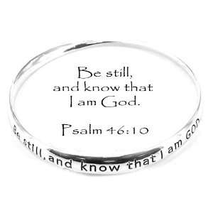   Silvertone Christian Scripture Religious Bracelet Psalm 46:10: Jewelry