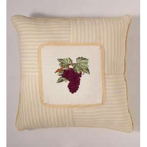   Of Wine Light Yellow Striped Cotton Pillow, 18 Square